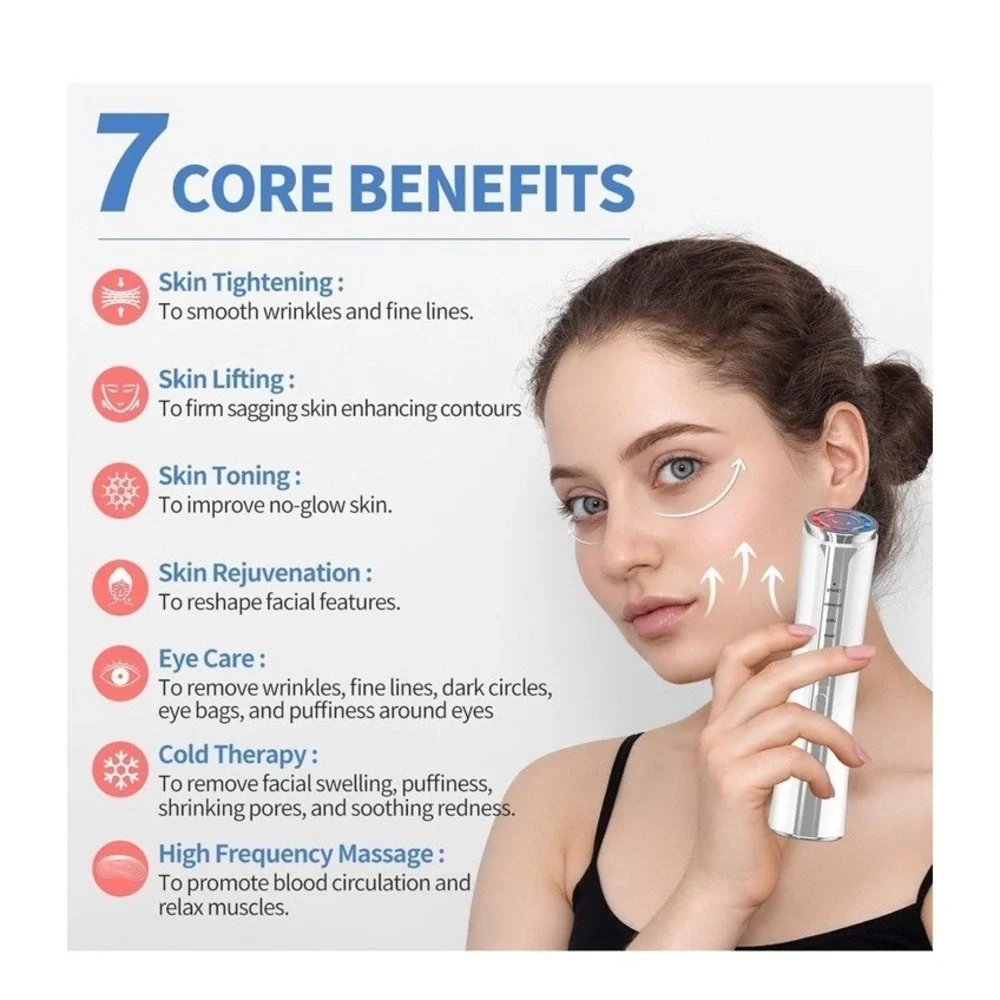6‎ in 1 Massager Skin Anti-Aging Machine Light Therapy for Face Eye Neck Lifting